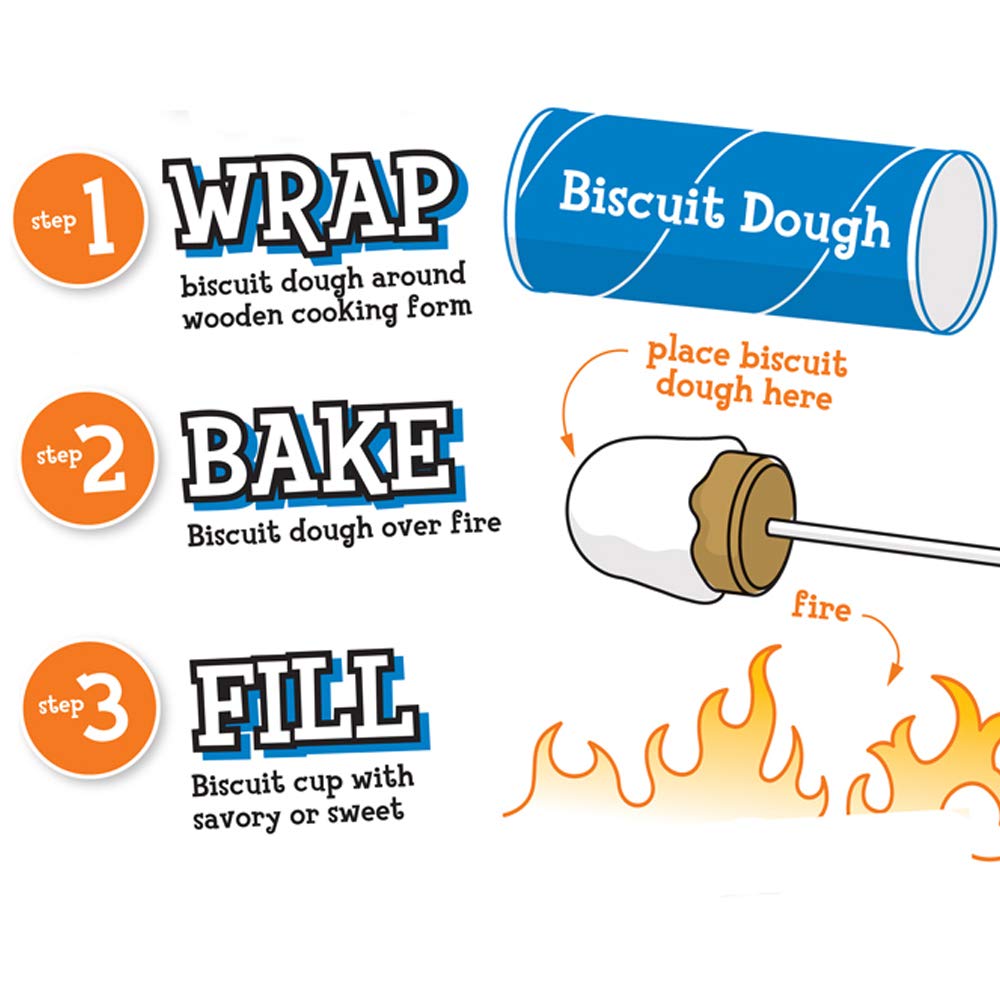 Wolf'em Marshmallow Roasting Stick with 2 Attachments - Campfire Pie  S'More  and Hot Dog BBQ Roaster with Easy Spin Handles