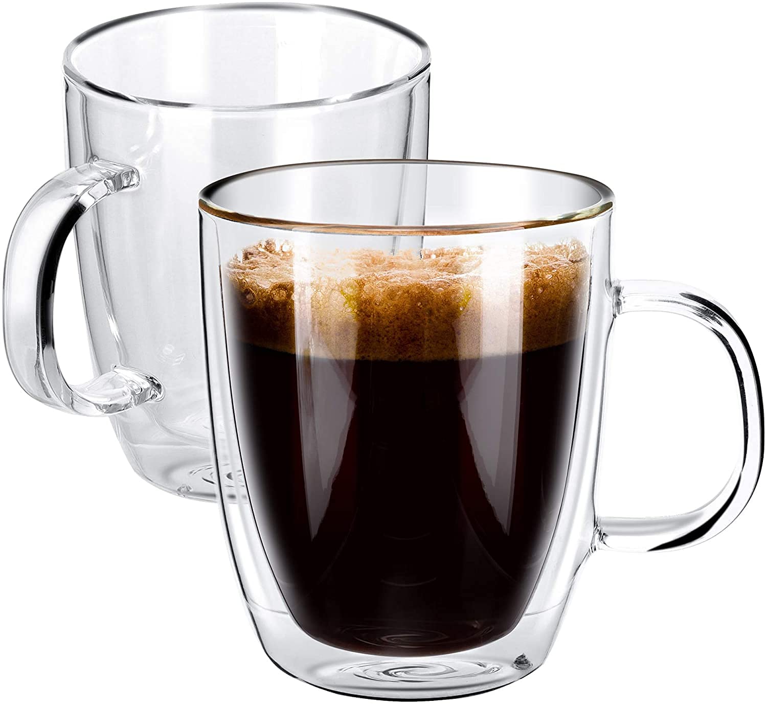 Femora Borosilicate Glass Double Wall Tea Cup,360 Ml, Pack Of 2  Transparent