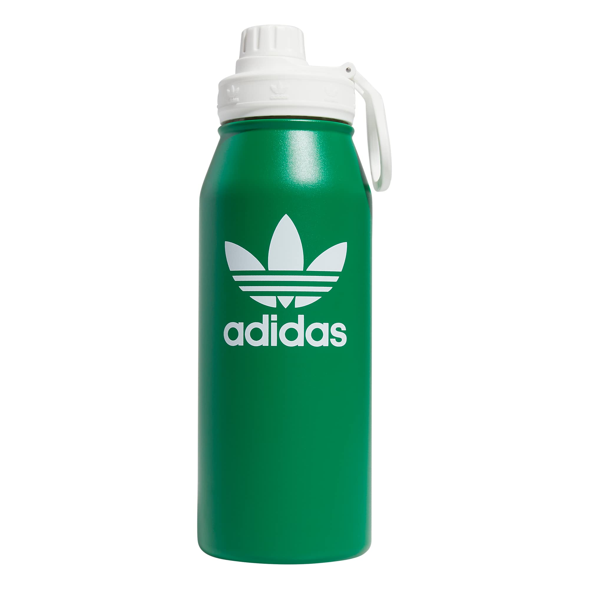 Adidas Originals 1 Liter (32 Oz) Metal Water Bottle, Hot/Cold Double-Walled Insulated 18/8 Stainless Steel, Green/White, One Siz