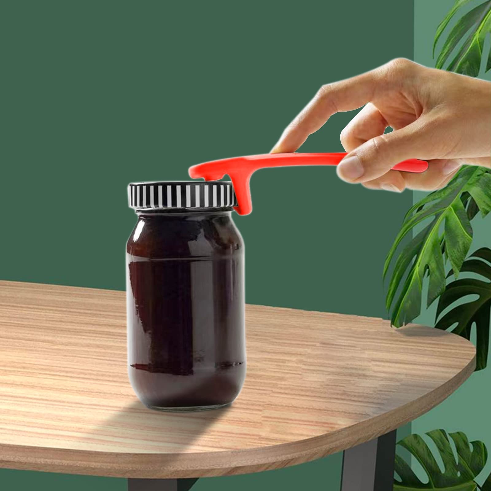 1 Pack Red Jar-Key Jar Opener The Original Easy Use By Anyone (Transparent)