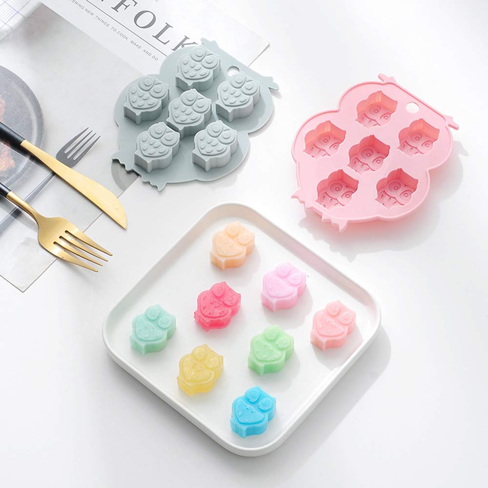 2 Pack Mini Chocolate Mold Owl Shape Silicone Mold For Candy Gummy Jello Ice Cube Crayon Melt Biscuits, Cake Decoration Soap Mol