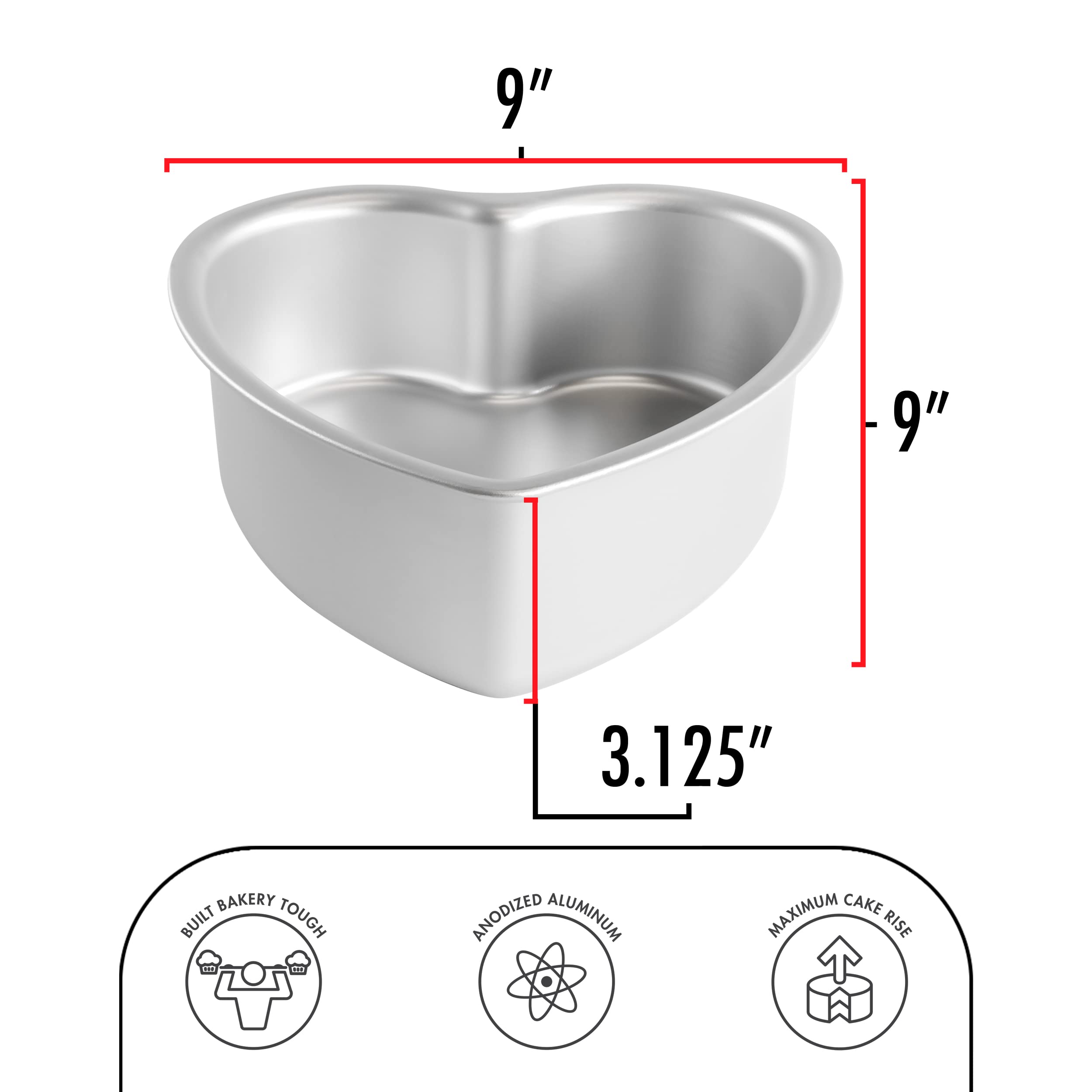 Fat Daddio'S Pht-83 Anodized Aluminum Heart Cake Pan, 8 X 3 Inch