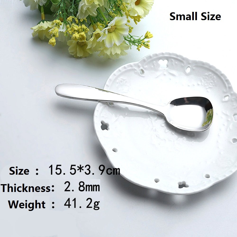 Ercrysto Stainless Steel Soup Spoons,Table Spoons,Dinner Spoons,Rice Spoons,Special Square Design,Mirror Polish,Small Size(6.1 I