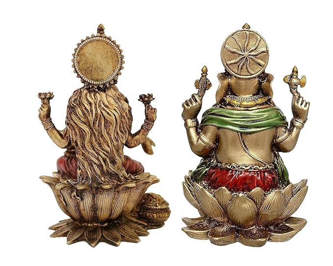 A&S Ventures Laxmi Ganesh Murti Sitting On Lotus Idol Laxmi Ganesh Ji For Home Decor Temple Mandir Pooja Room Office Table Decor