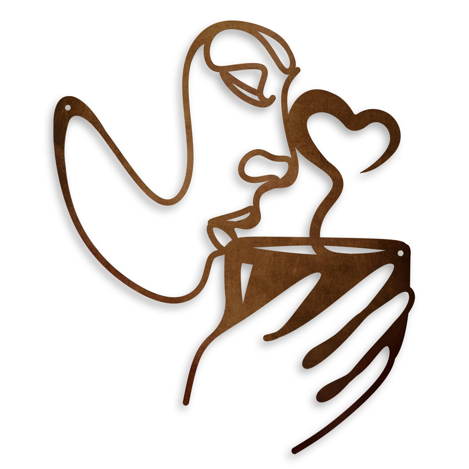 Oubasa Metal Coffee Wall Decor, Kitchen Wall Art, Minimalist Woman Drinking Coffee Sculptures for Office Living Room Coffee Bar 