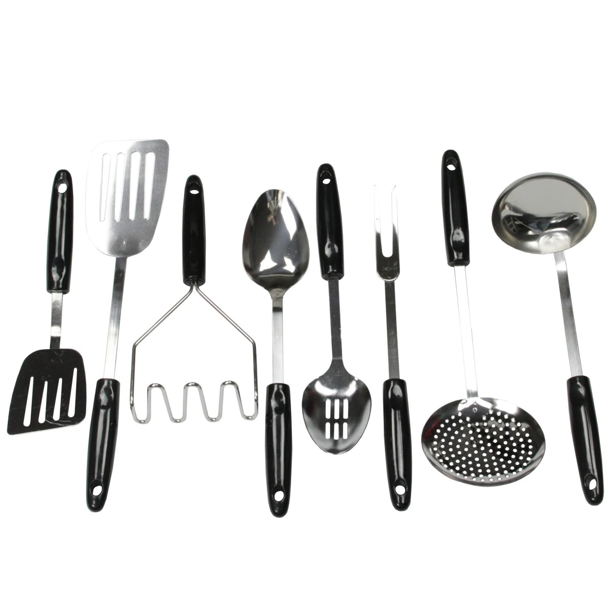 Chef Craft Basic Stainless Steel Kitchen Tool And Utensil Set, 8 Piece Set, Black
