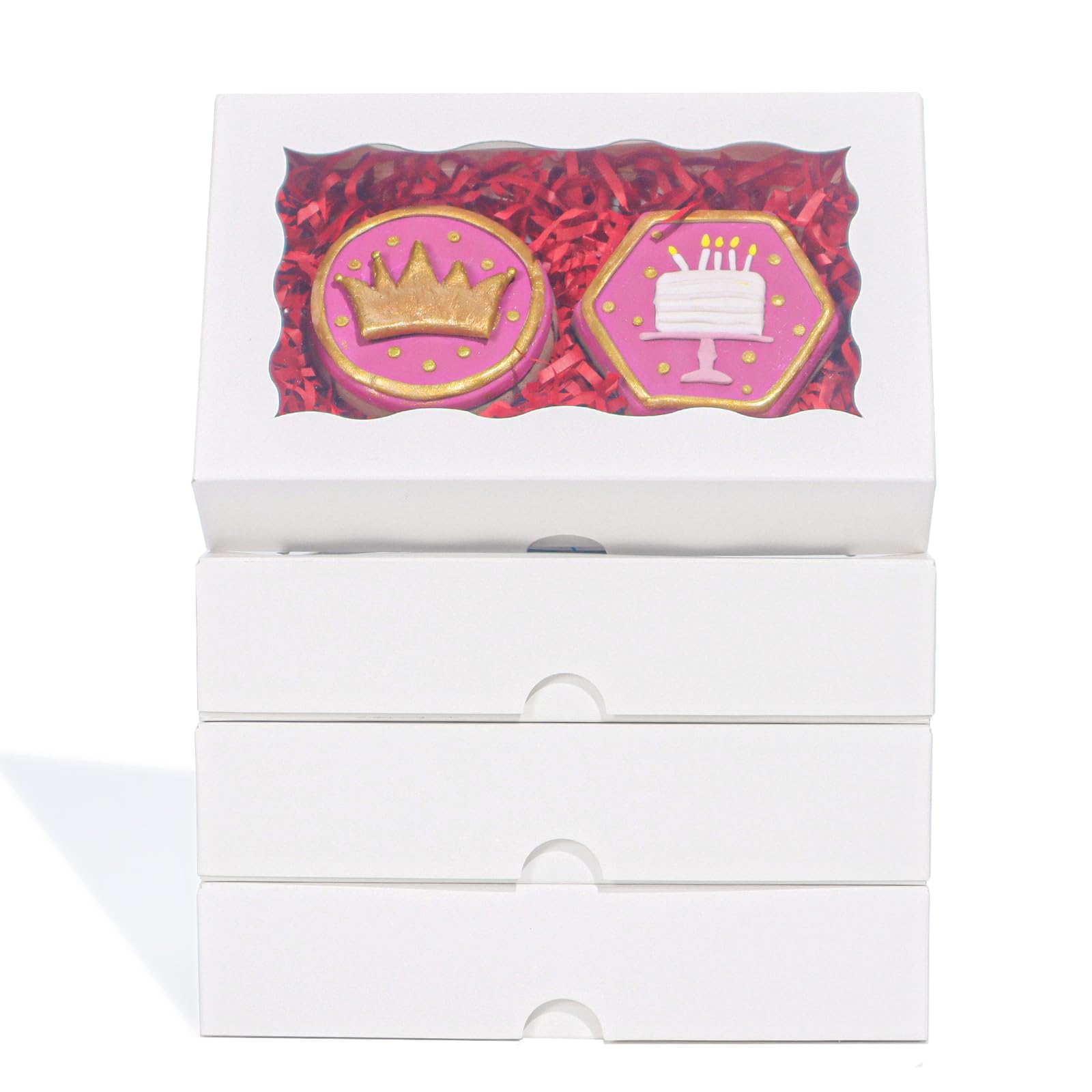 Romantic Baking DIY Assembly White 7 x 4 3/8 x 1in Cookies Boxes for Gift Giving Chocolate Truffle Bakery Brownie Pastry Boxes