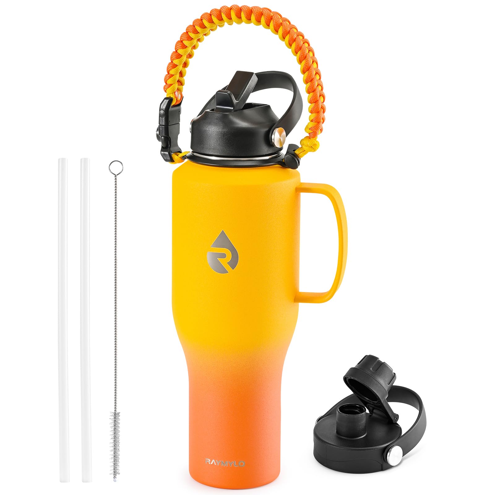 RAYMYLO 40 oz Insulated Water Bottle with Handle, Fit in Car Cup Holder