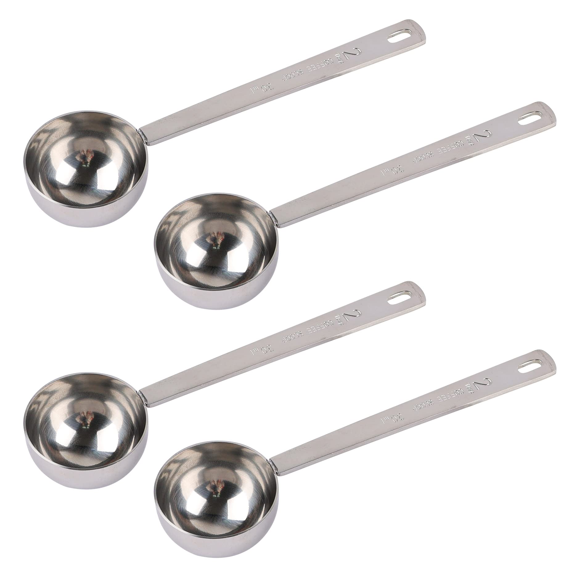 Rp Remarkable Power, 4 Pack 30 Ml Silver Stainless Steel Coffee Measuring Scoops With Long Handle 2 Tablespoon Long Handle Spoon