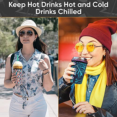 Baxendale Iced Coffee Sleeve Cups - 2 Pack - Neoprene Iced Coffee Sleeve - Large 32Oz (Good Vibes)