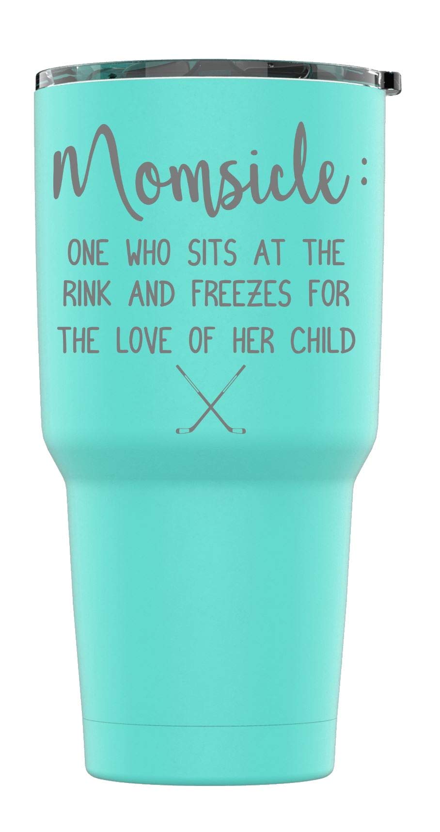 Laser Engraved Hockey Momsicle Stainless Steel Powder Coated Work Tumbler + Splash Proof Lid + 2 Straws*, Triple Wall Vacuum Ins