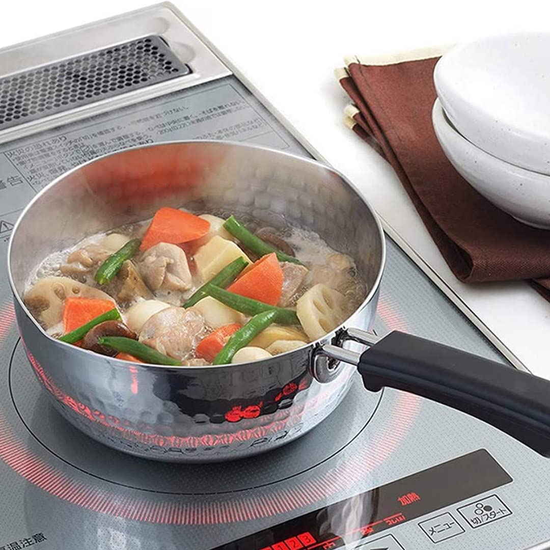 TIKUSAN Yukihira Pot - Traditional Japanese Stainless Steel Saucepan, 7.9inch (20cm), Two Sided Pour Spouts, Made in Japan