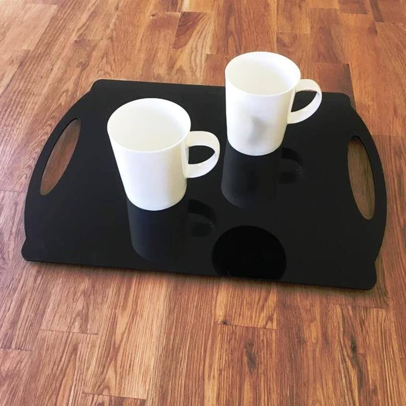 Indian Decor 48424 Rectangle Flat Serving Tray  Black Gloss Finish Acrylic, 3Mm Thick 30Cm X 40Cm 12X16