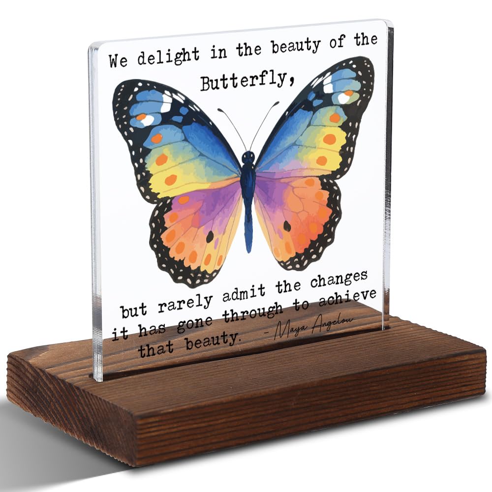 Butterfly Inspirational Acrylic Plaque, Thank You Gift for True Friends, Meaningful Gift for Family, Uplifting Butterfly Gift, T
