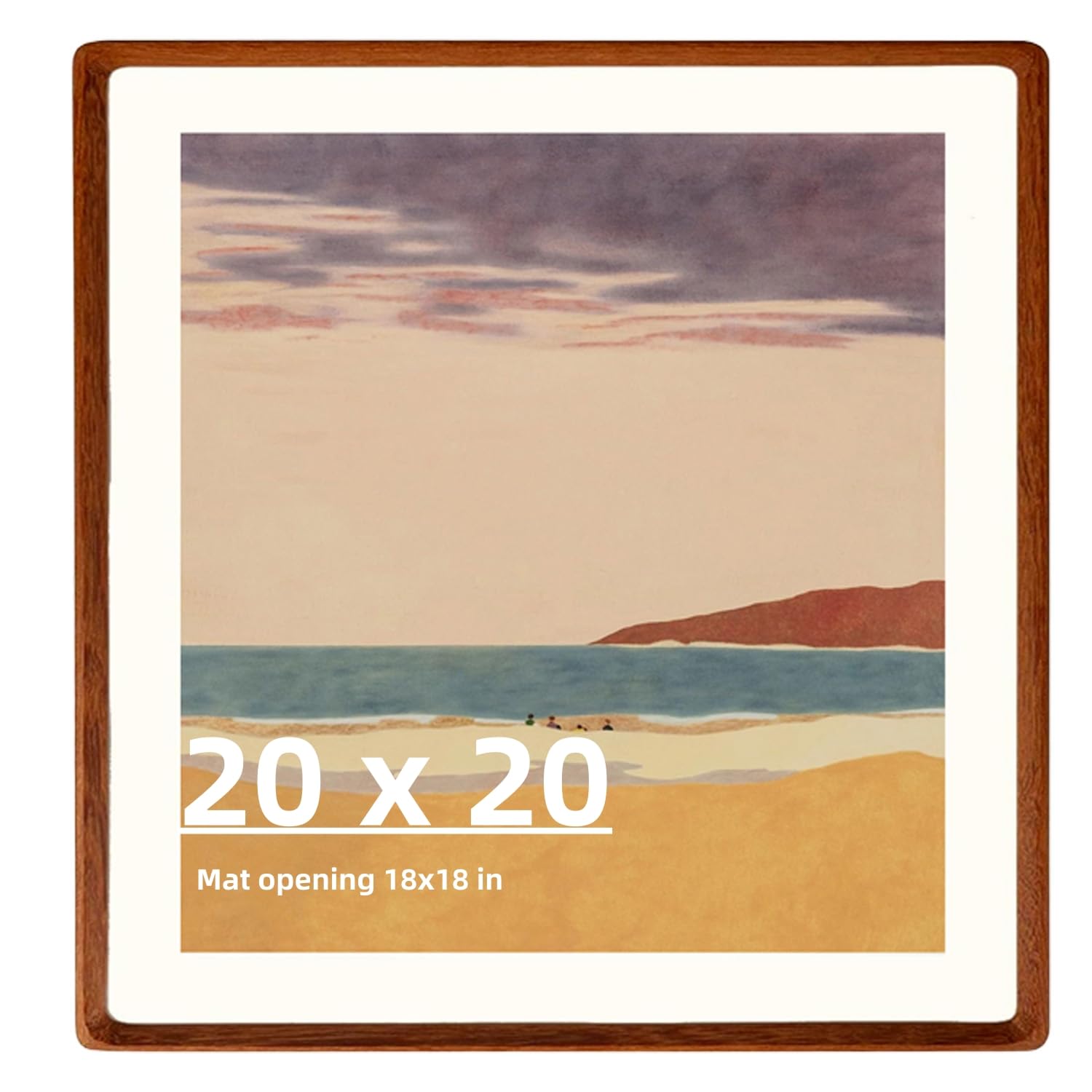 Zibrelte Natural 20x20 Picture Frame Wood with 18x18 Mat,Square Wall Photo Frames 20x20 Made of Solid Walnut Wood for Gallery Wa