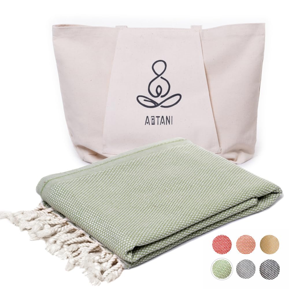 Atani Turkish Beach Towel, Oversized 100% Cotton Sand Free Lightweight, Soft Absorbent Quick-Dry Beach Blanket, Yoga Turkish Bat