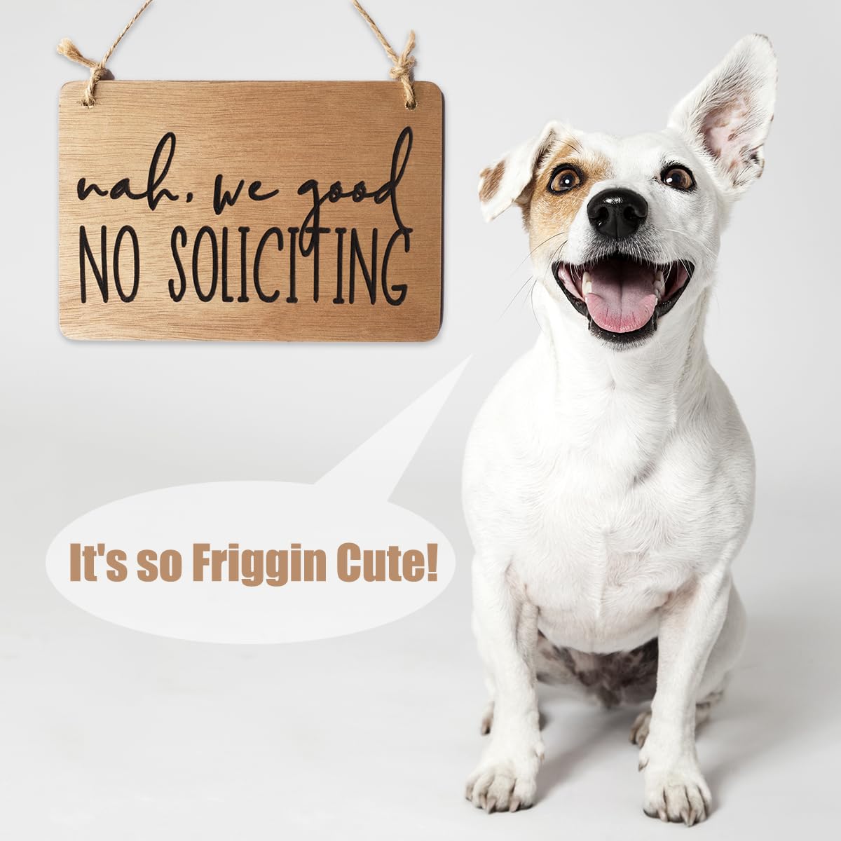 INSOVITA Nah, We Good, No Soliciting Sign for House Funny, Mini Wood Sign, Cute Fall Wreath Sign, Hanging Doorbell Sign, Small N