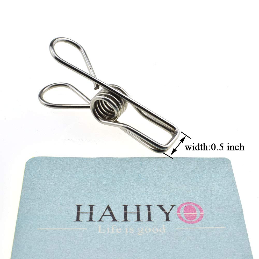 HAHIYO Clothespins Chip Clips All Metal Stainless Steel No Rust Stains Strong Grip in Heavy Wind 2 Inches 24 Pack Do Not Fall Apart Open Wide for Holding Clothes Snack Bag Clamps