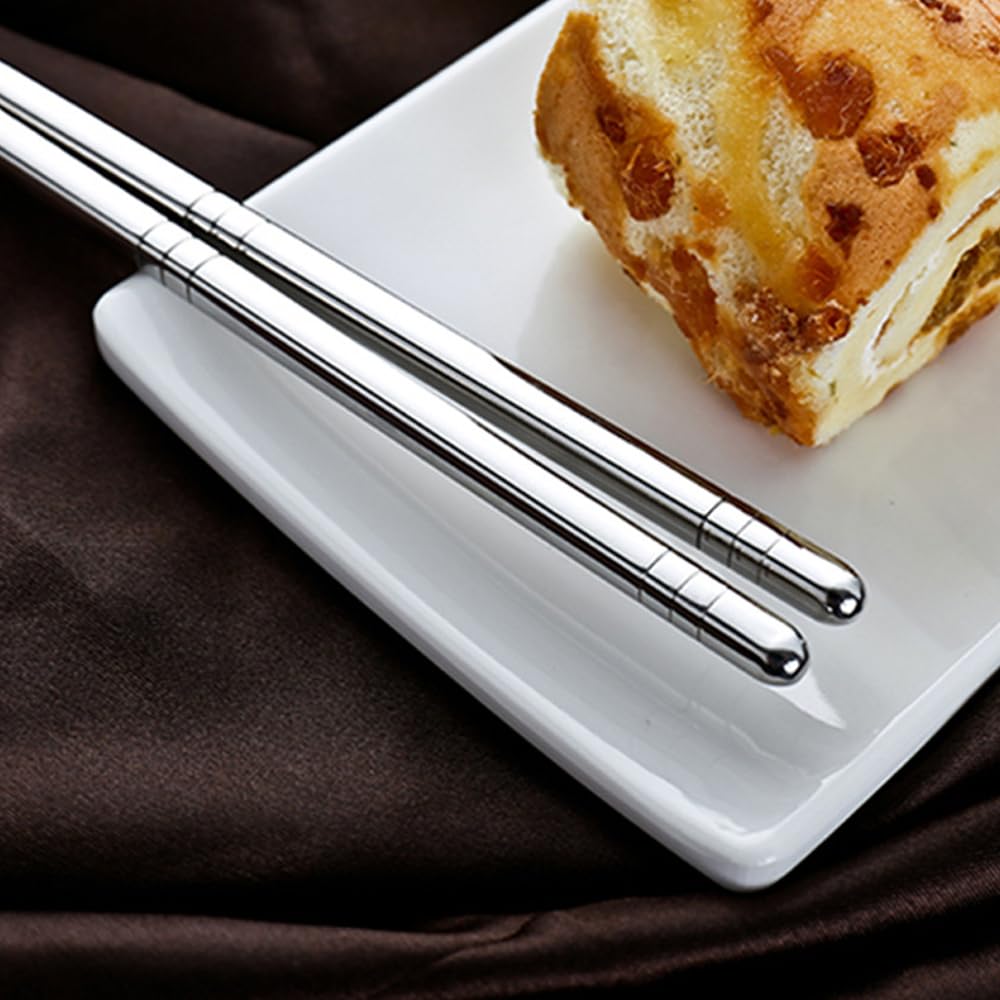 Spoon And Chopsticks Set, 3 Pair Stainless Steel Metal Chopsticks Spoon Set, 3 Set Reusable Korean Chopsticks And Spoons Set For
