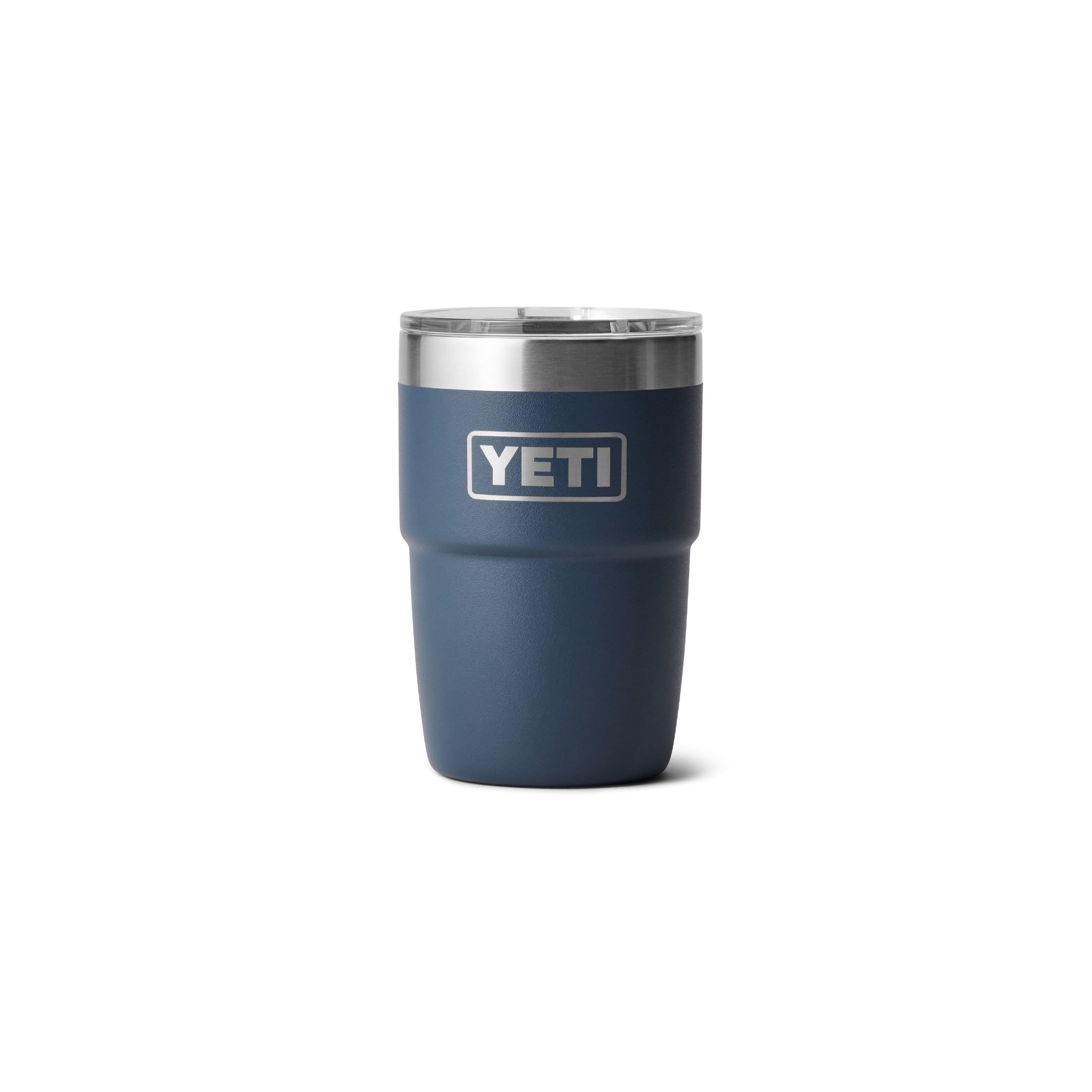 YETI Rambler 8 oz Insulated Coffee Mug with Lid - Stackable Double-Wall Vacuum Insulated Coffee Cup - DuraSip Ceramic Lining - B