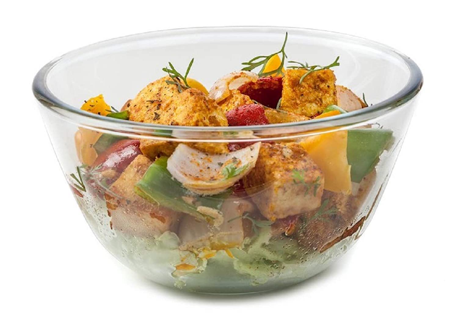 SignoraWare Borosilicate Glass Mixing Bowl and Serving Bowl | Micro Wave Oven Safe (2100ml | Set Of 1 Piece | Transparent Clear)