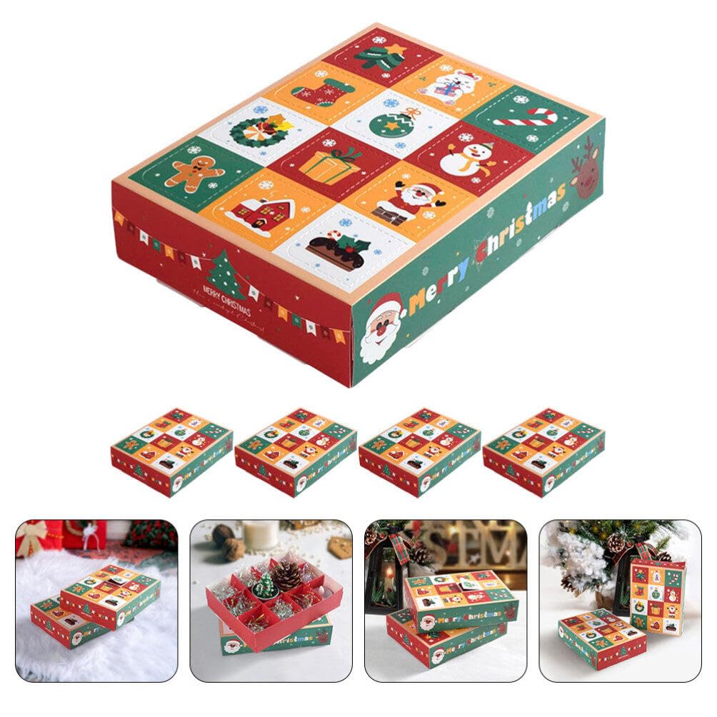 ibasenice Christmas Advent Calendar Boxes to Fill, 5pcs 12 Empty Advent Calendar 2023 Christmas Countdown 12 Days Small Ornament