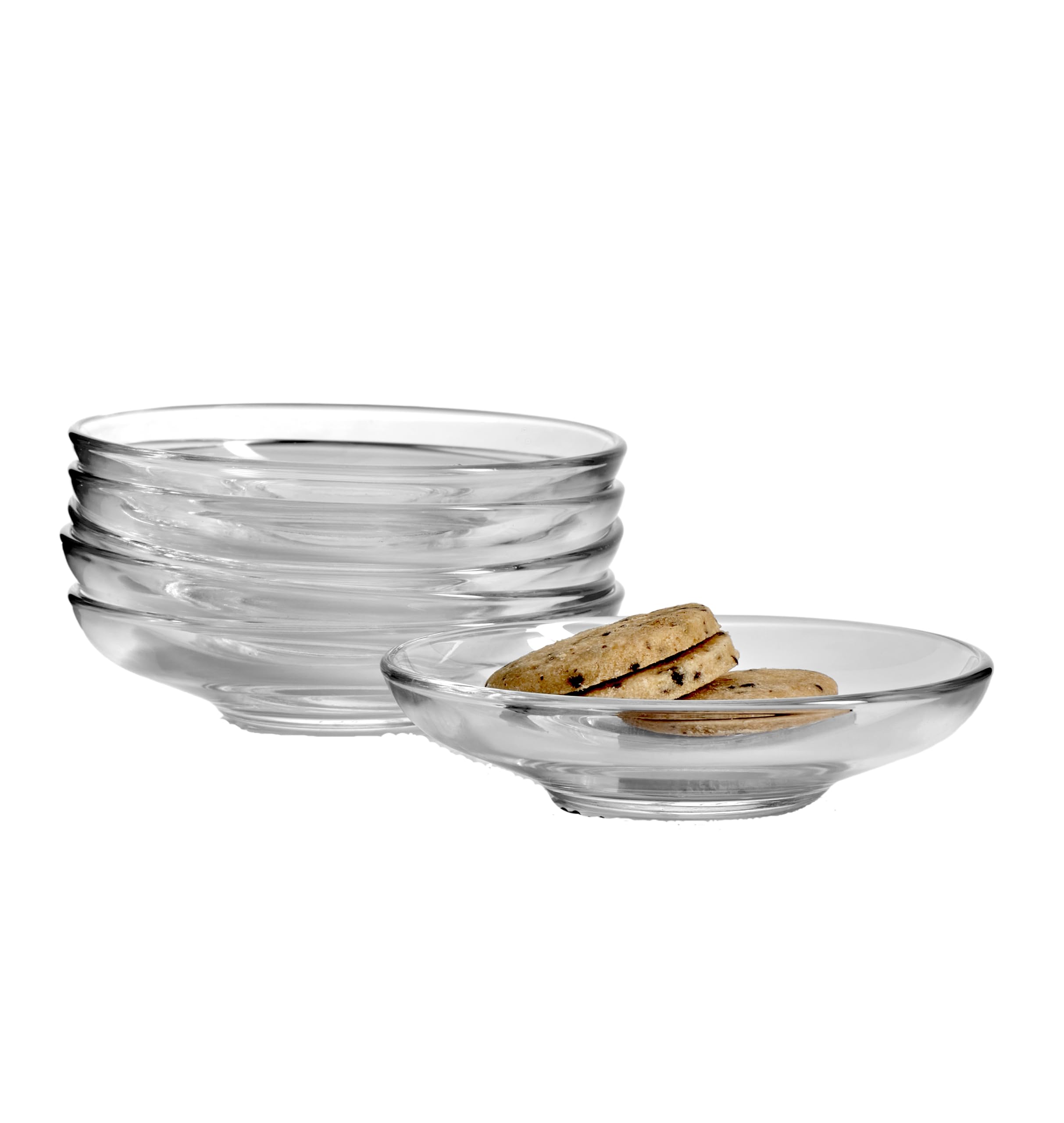 Pasabahce Premium Clear Glass Plate Saucers Set Of 6, Safe In Microwave, Great For Servicing Cookies, Snacks, Fruits, Coffee, An