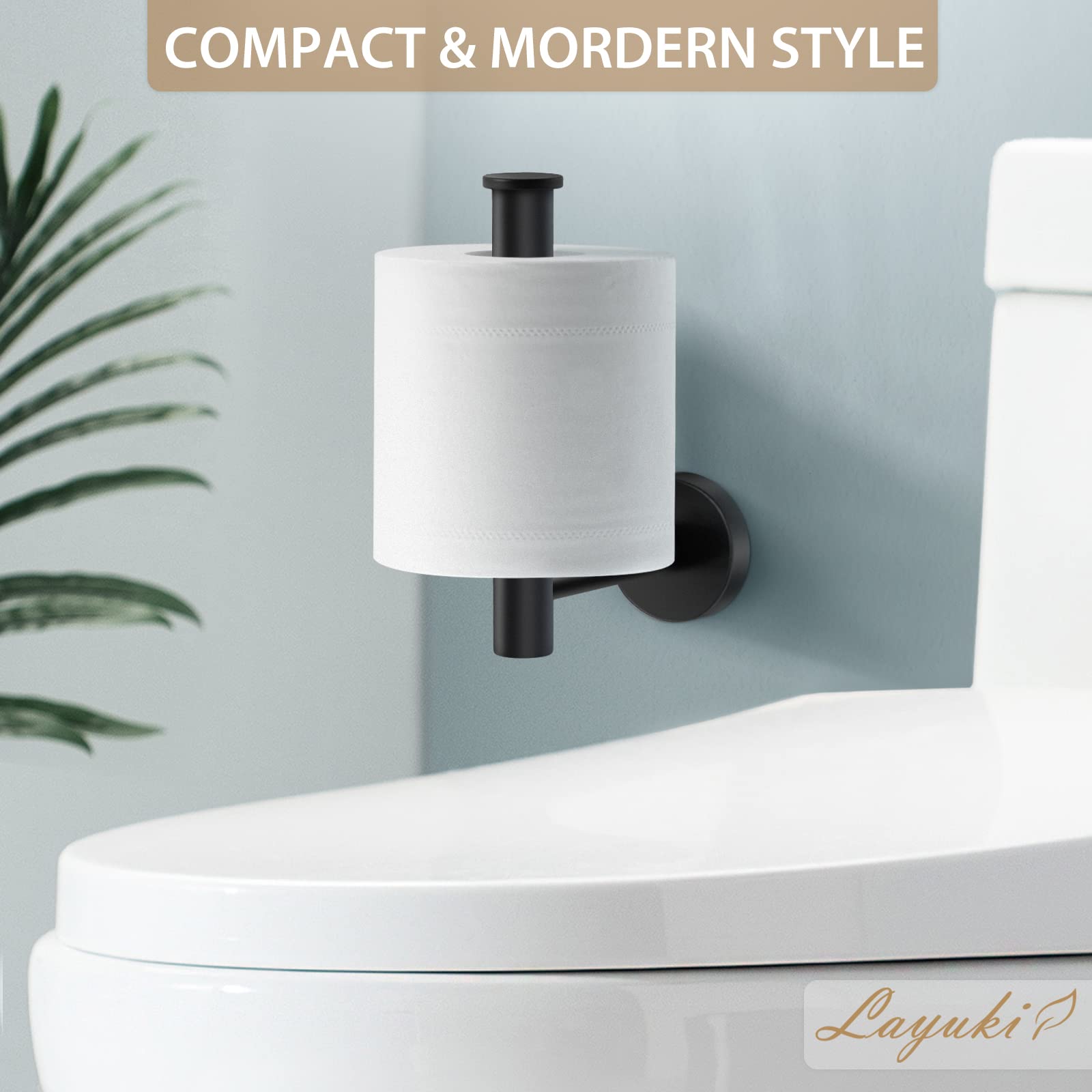 Layuki Toilet Paper Holder, Toilet Paper Roll Holder, Toilet Tissue Holder, Matte Black, Wall Mount, Sus304 Stainless Steel,Upgr