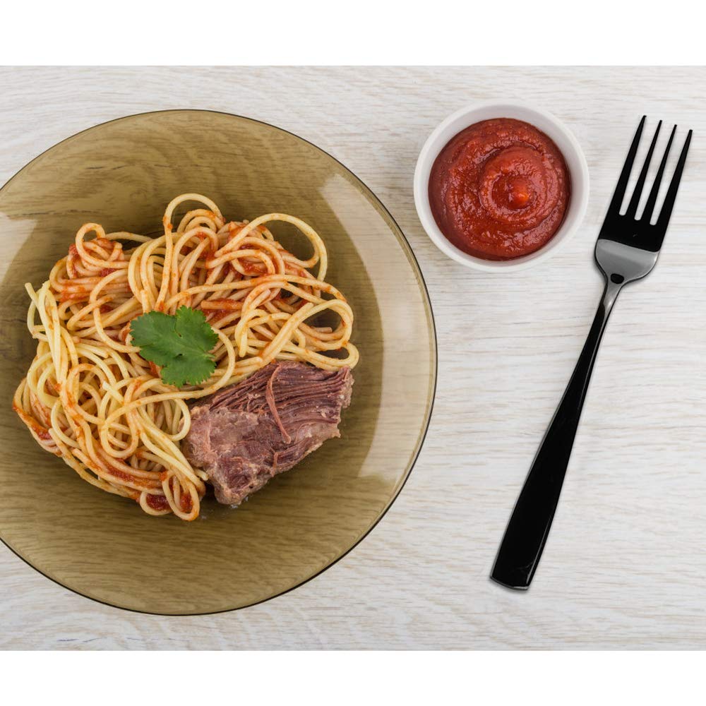 Teyyvn 16-Piece Mirror Finish Black Stainless Steel Dinner Forks, Cutlery Forks, 8.07-Inch