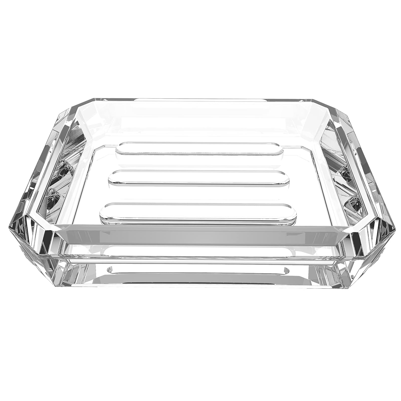 Linkidea 2 Pack Rectangle Glass Soap Dish, Bar Soap Sponge Holder For Bathroom Shower Countertop, Soap Saver Tray Plate (Clear)