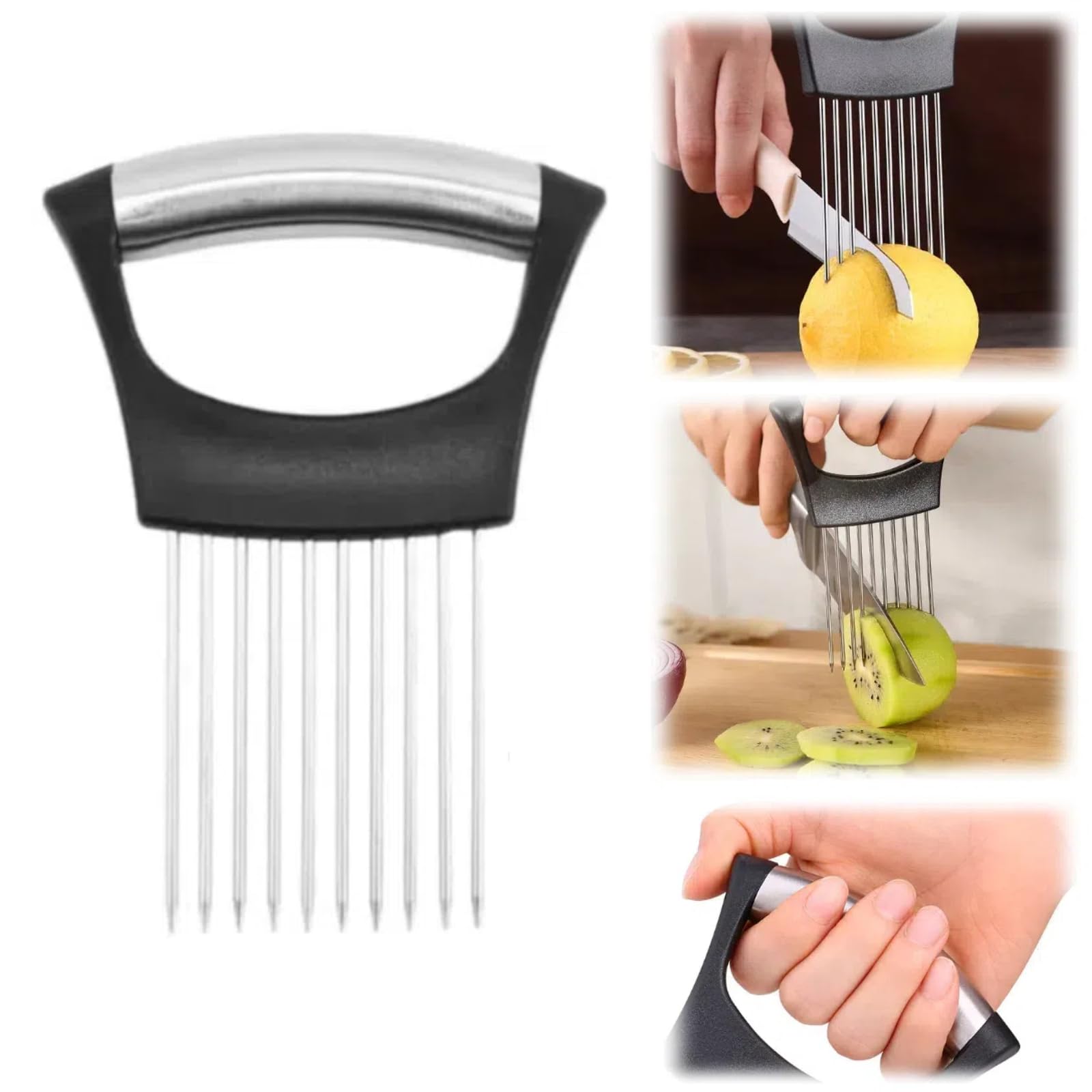 limveso 1Pcs Onion Holder for Slicing, Stainless Steel Onion Slicer Holder