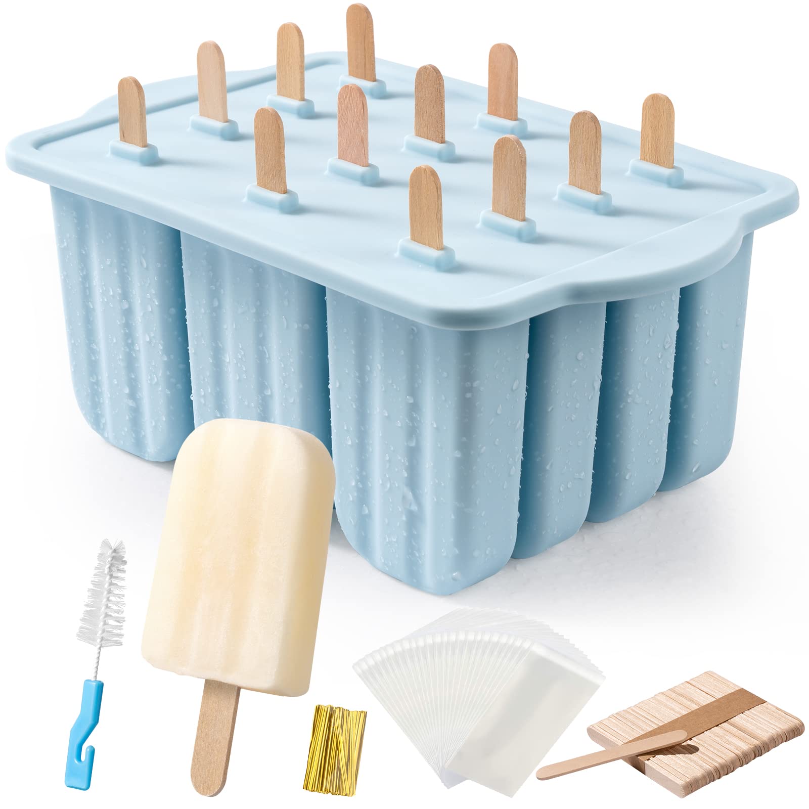 Popsicles Molds, Meetrue 12 Pieces Silicone Popsicle Molds Easy-Release Bpa-Free Popsicle Maker Molds Ice Pop Molds Homemade Pop