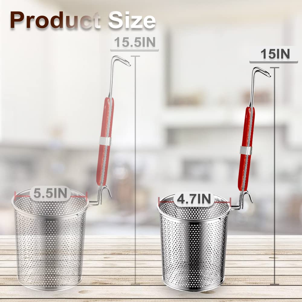 Tenta Kitchen Micro-Perforated Stainless Steel Pasta Basket Mesh Spider Food Dumpling Noodle Strainer,Fine Mesh Skimmer Kitchen