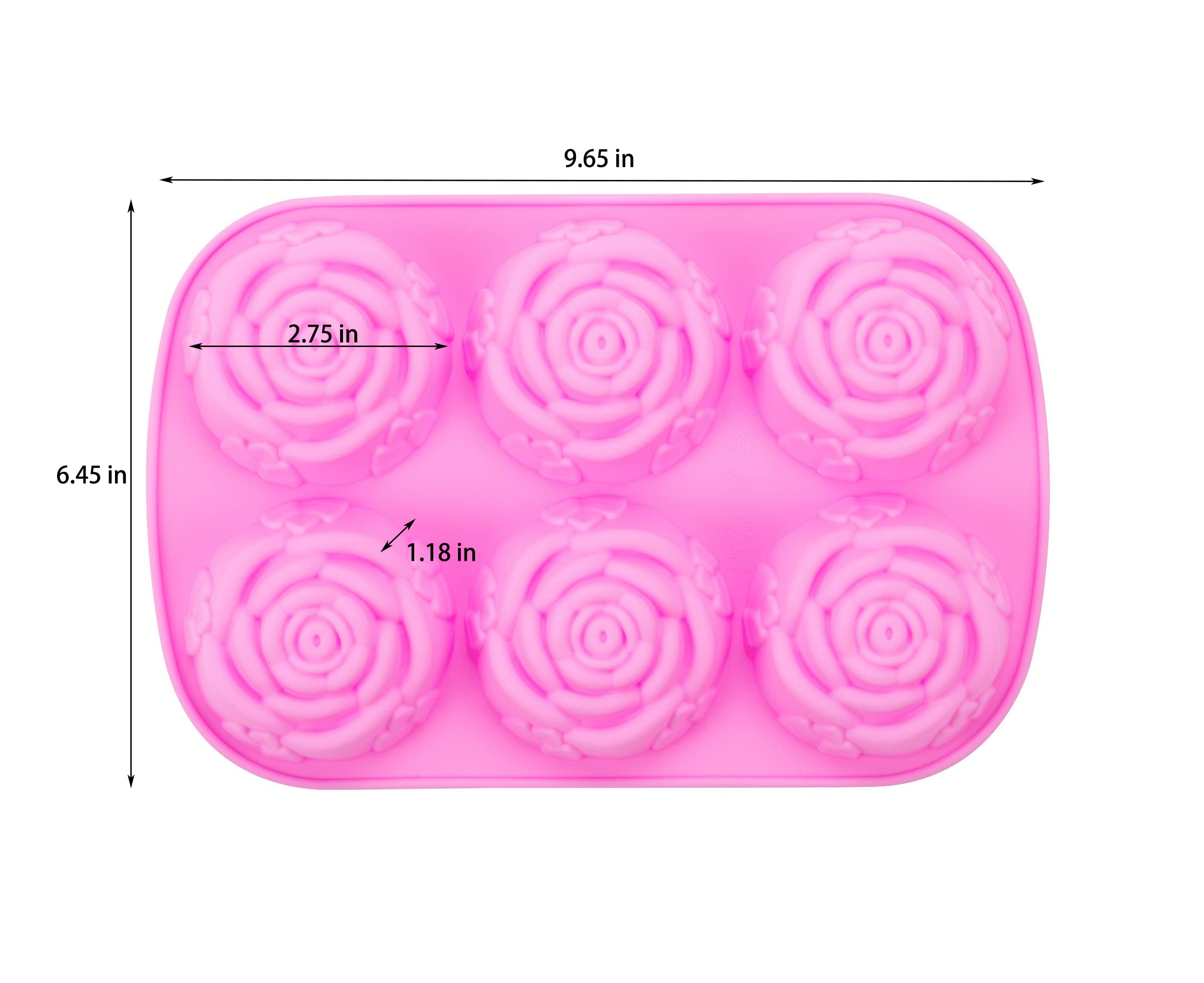 Nikkier 6 Cavity Rose Flower Silicone Mold For Cake Chocolate Candy Cupcakes Pudding Muffins Ice Cube Soap Making 3Pcs