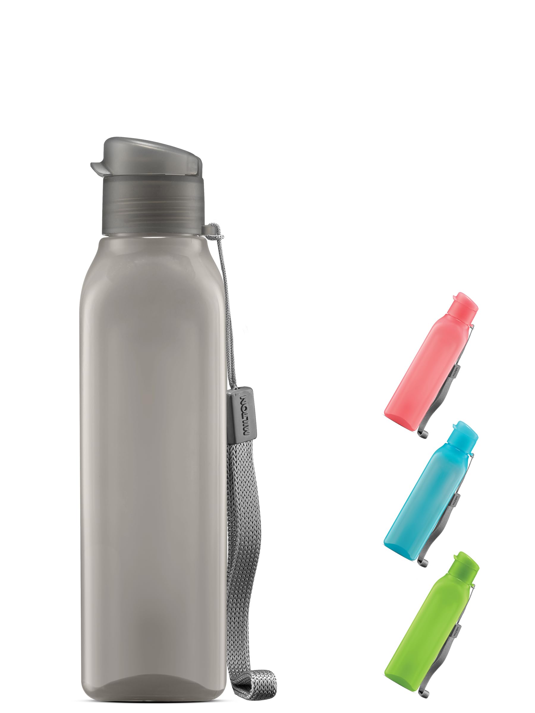 MILTON Travel Water Bottle - 1Pcs Reusable Sports Bottle with Easy Open Close Lid and Leakproof Neck - Food Grade Plastic Water 