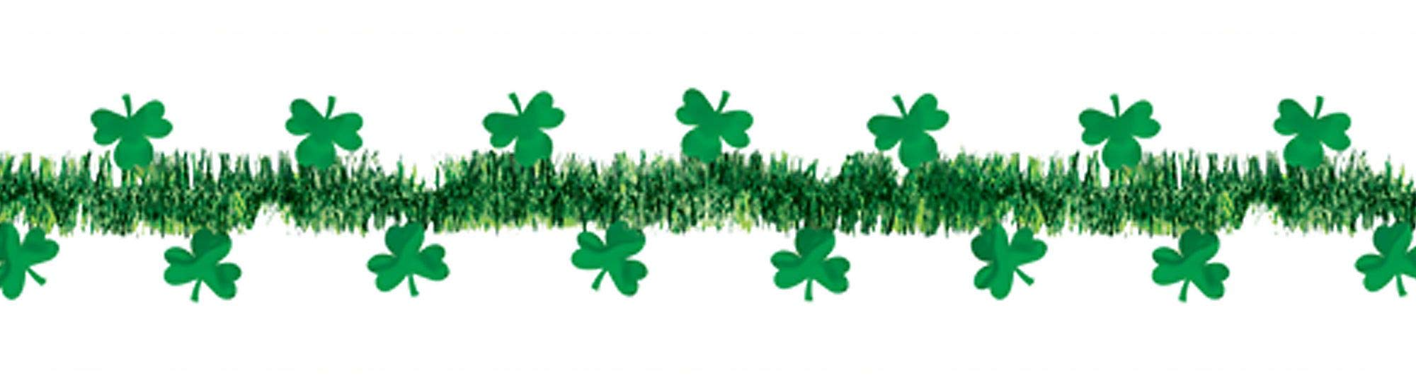 Amscan Tinsel With Foil Shamrocks Garland, 15', Green