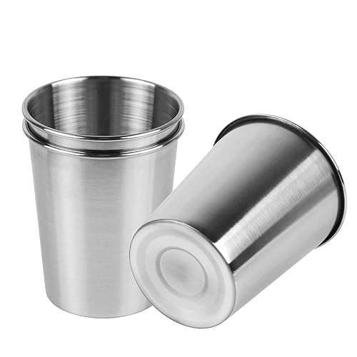 Teqooza 3 Pack 8 Ounce 230ml Stainless Steel Cups Shatterproof Pint Drinking Cups Metal Drinking Glasses for Kids and Adults  Pack of 3