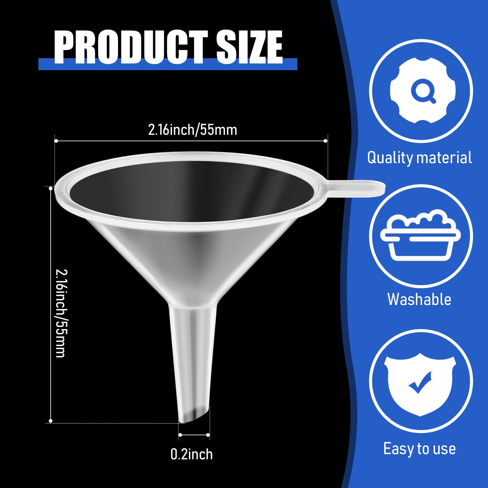 100 Pcs Small Funnel For Filling Small Bottles 2.16 Inch Clear Plastic Mini Funnels, Tiny Funnels Plastic Funnel For Lab Bottles