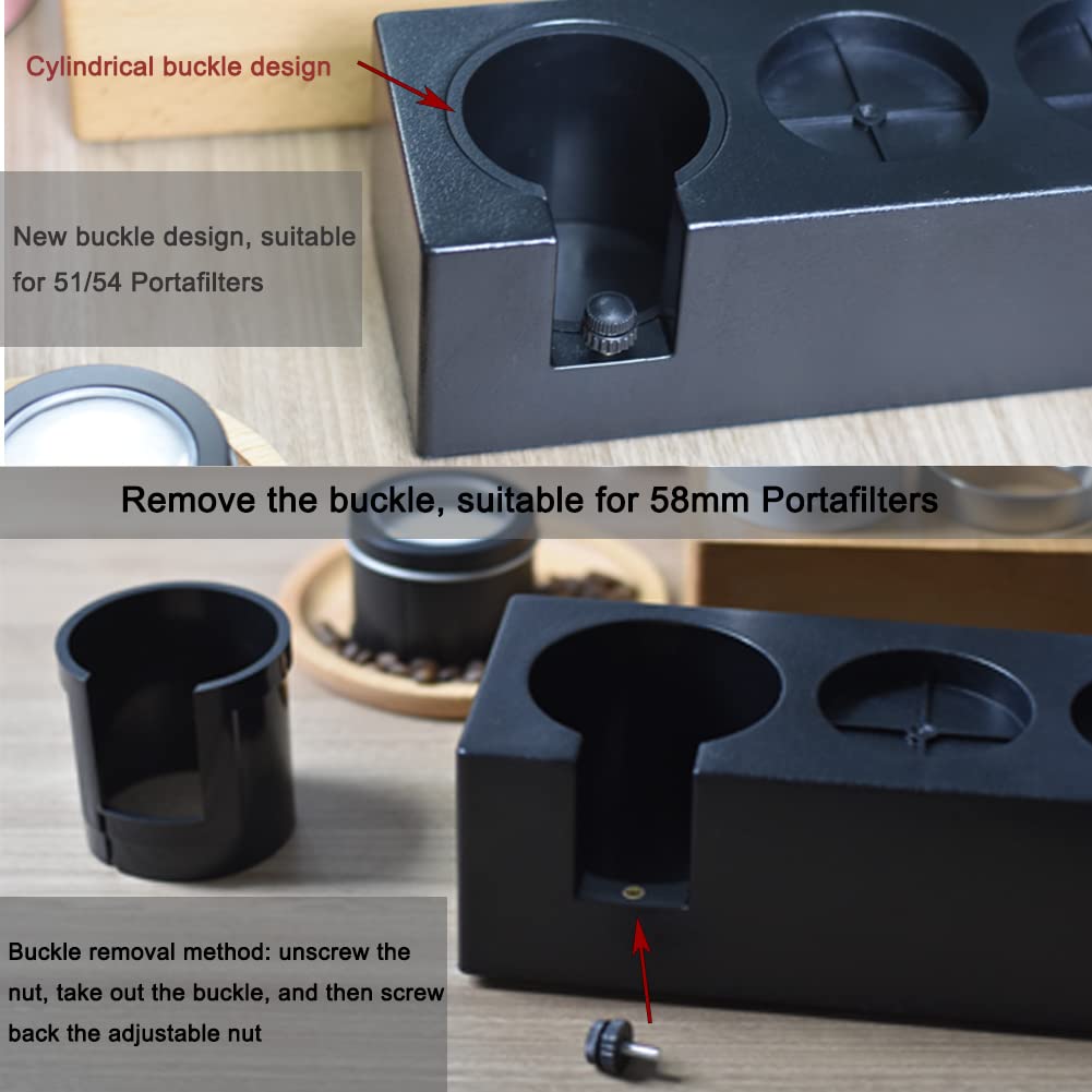 Sccodyero Tamping Station Plastic Espresso Tamper Mat Stand Black Tamper Holder Station For 51/54/58Mm Portafilters, Tamper And