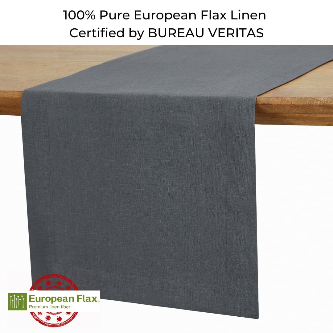 D'Moksha Charcoal Grey Table Runner 60 Inches Long, Linen Table Runner, Thanksgiving Table Runner, Table Runner For Fall, Christ