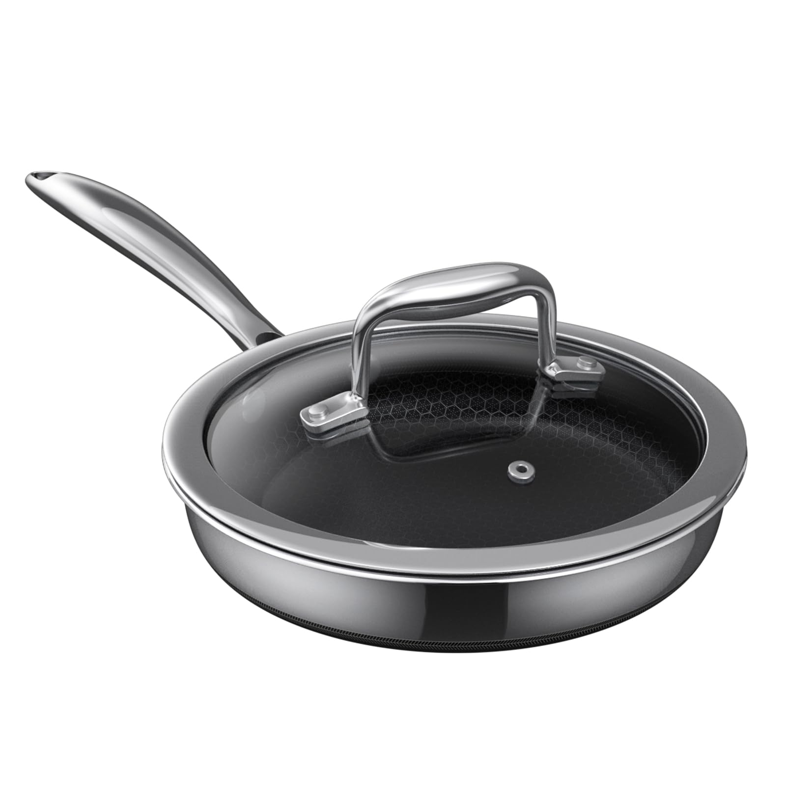 Momostar Nonstick Frying Pan 8-Inch, Hybrid Stainless Steel Cookware Pan With Stay-Cool Handle, Dishwasher & Oven Safe, Inductio