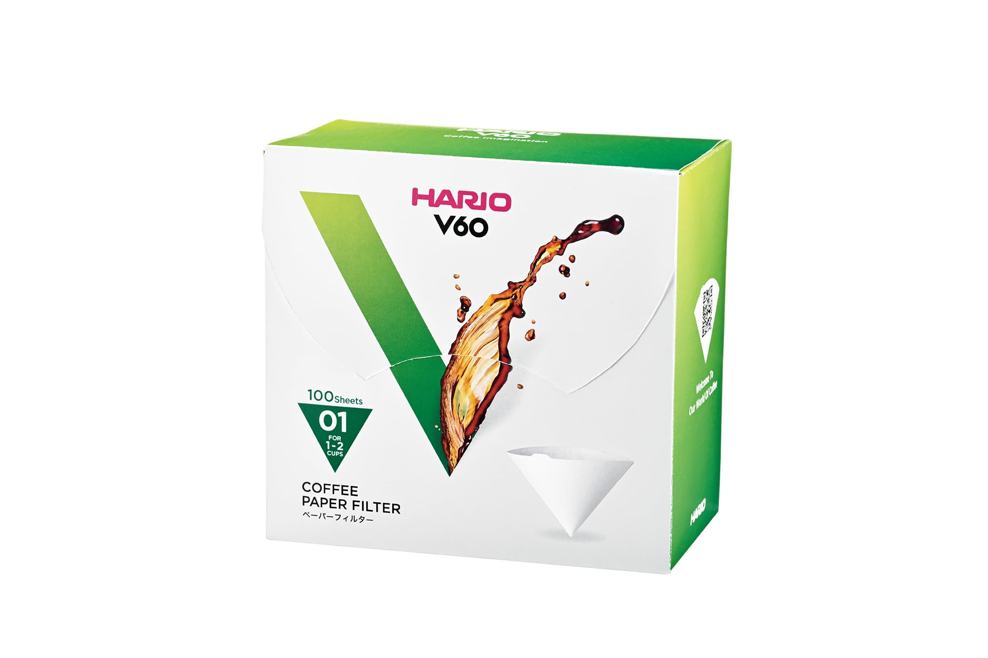 Hario V60 Paper Coffee Filters, Size 01, White, 100Ct Boxed