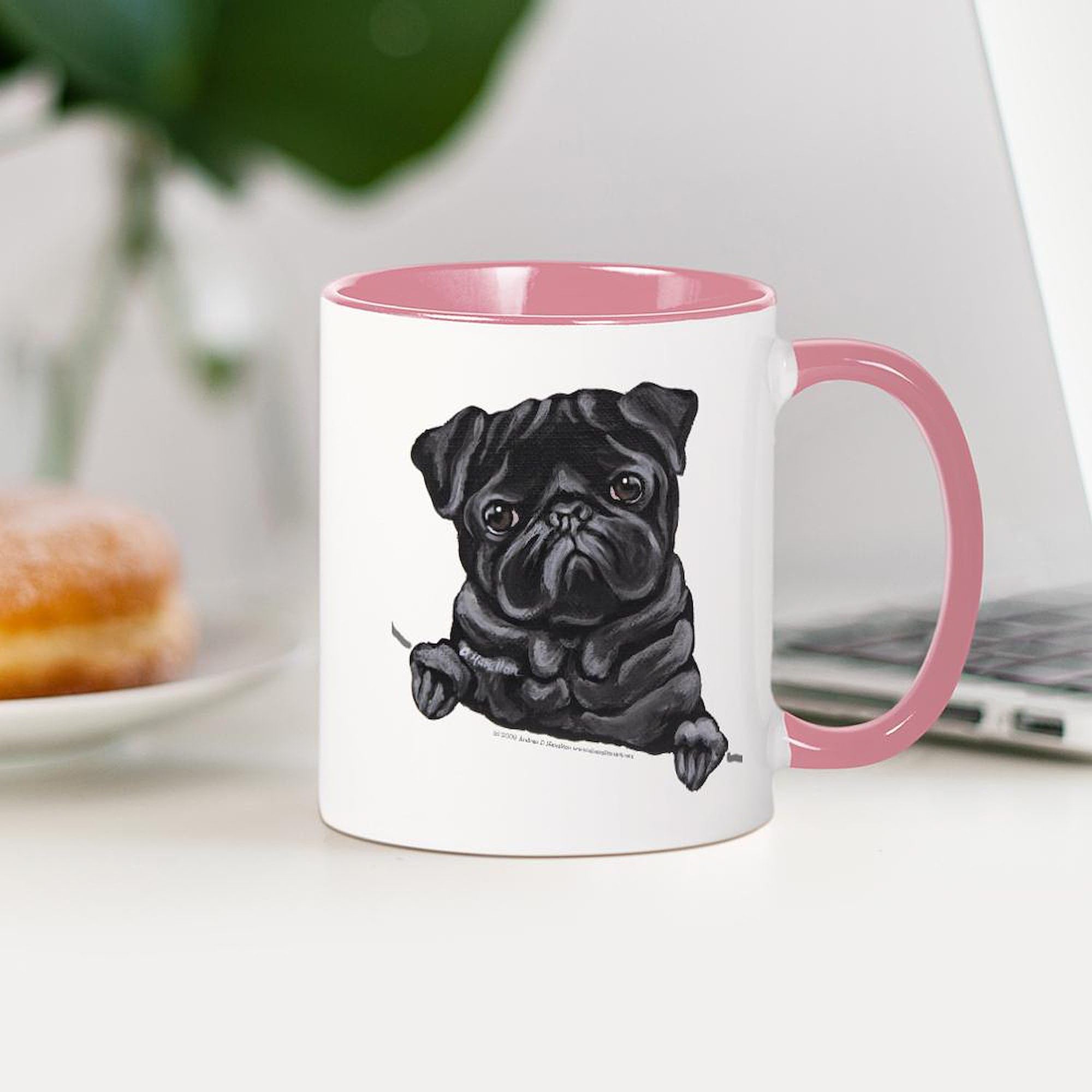 CafePress Black Pug Line Art Mug 11 oz (325 ml) Ceramic Coffee Mug
