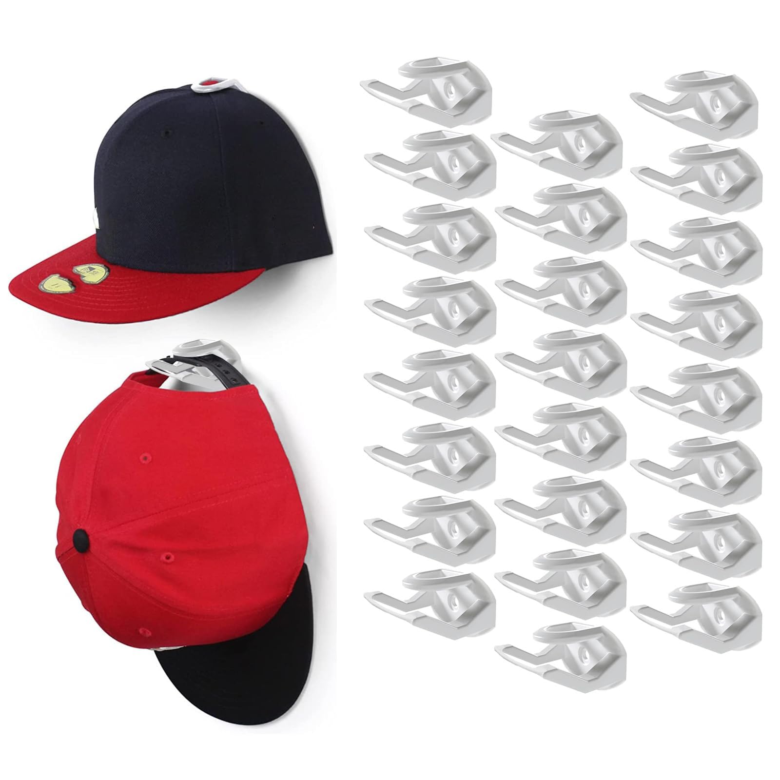 Ruipbote 24 Pack Baseball Hat Holder For Wall,Adhesive Hat Rack For Baseball Caps, Hat Hangers For Wall,Upgraded Adhesive Hat Di