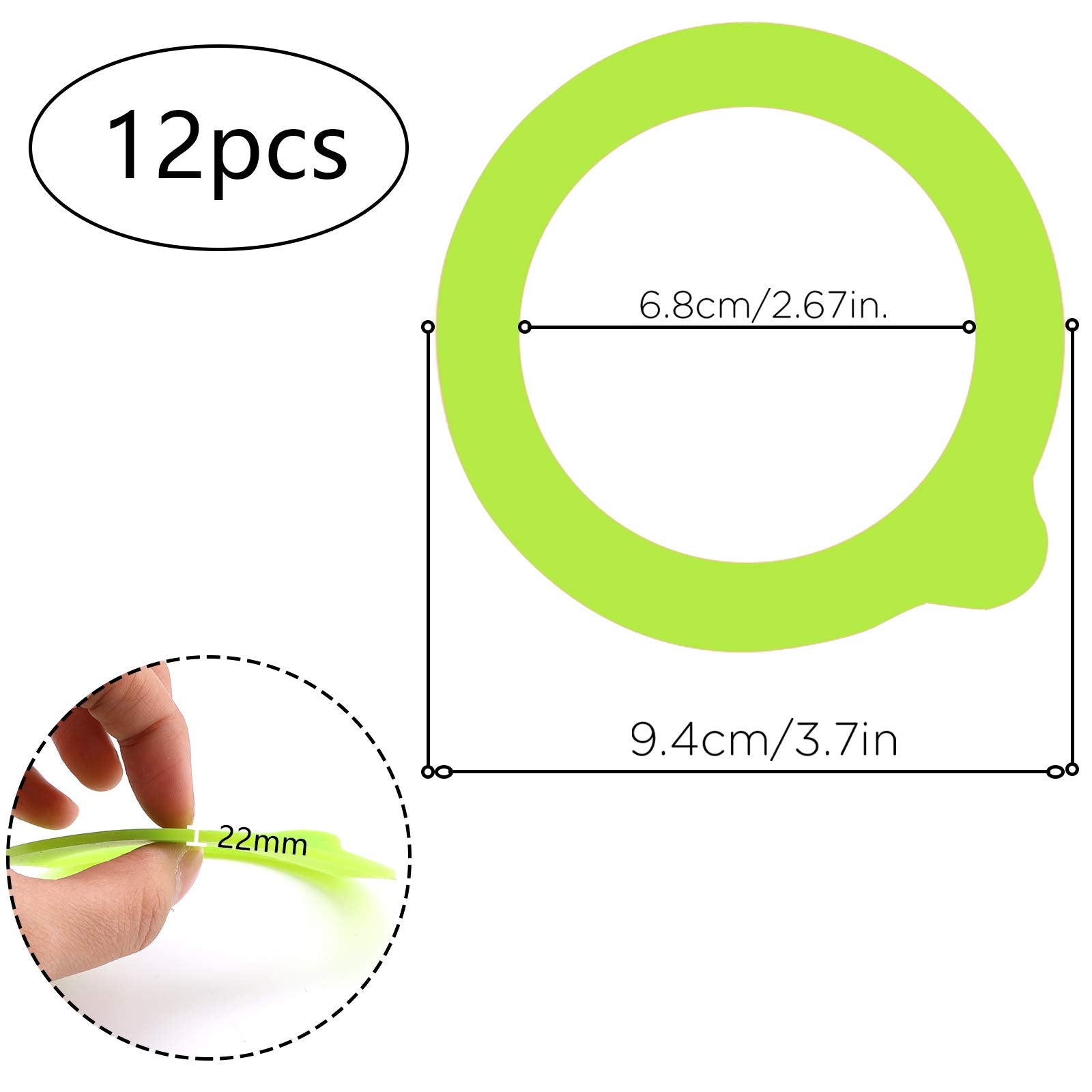 Luter 12Pcs Silicone Jar Seal Replacement Airtight Silicone Seal Gaskets For Mason Jar Lid, Wide Mouth Glass Jars