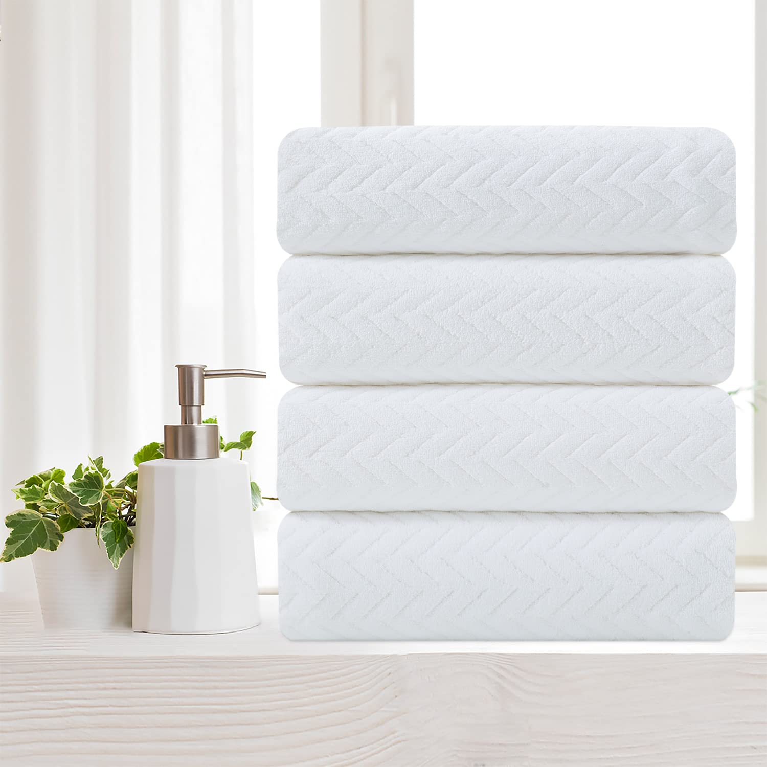 4 Pack Large Bath Towels Set 35''x70'' White Oversized Bath Sheet Chair Towels  600 GSM Ultra Soft & Absorbent Towels for Bathroom  Quick Dry Towel for Gym Hotel Camp Pool