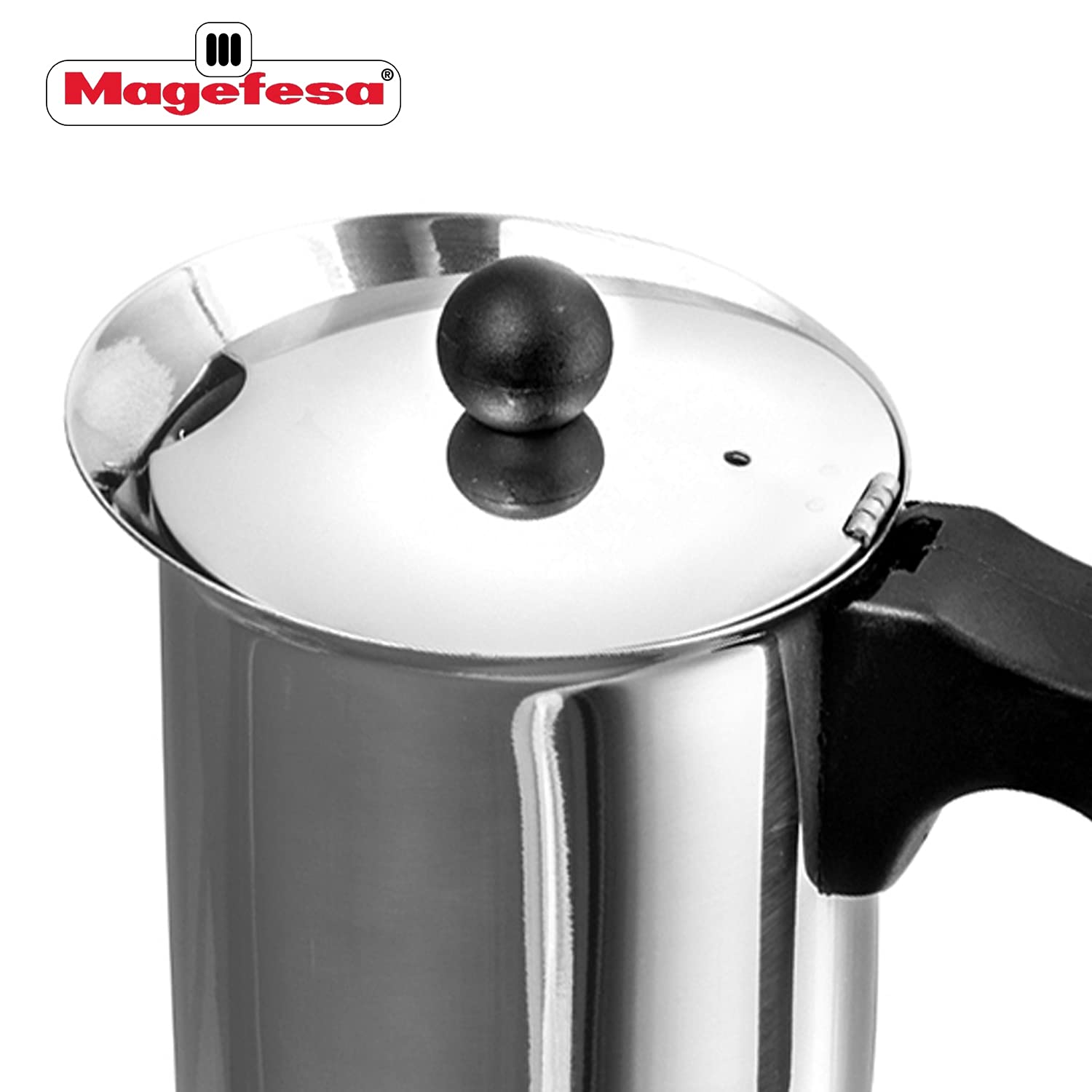 Magefesa Genova Stovetop Espresso Moka Pot, 4-Cup/6.5 Oz, Made Of 18/10 Stainless Steel, Suitable For Induction, Greca/Italian C