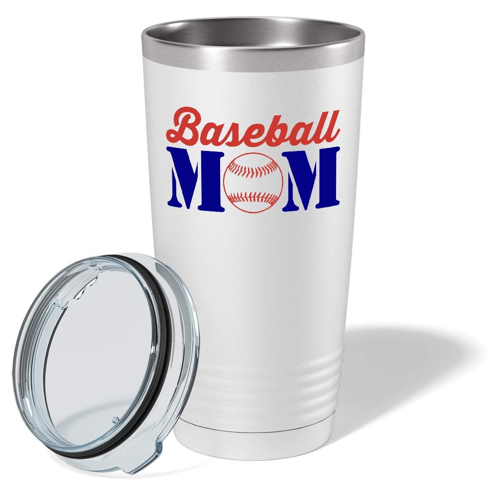 Cuptify Baseball Mom On White 20 Oz Stainless Steel Gift Travel Mug Tumbler