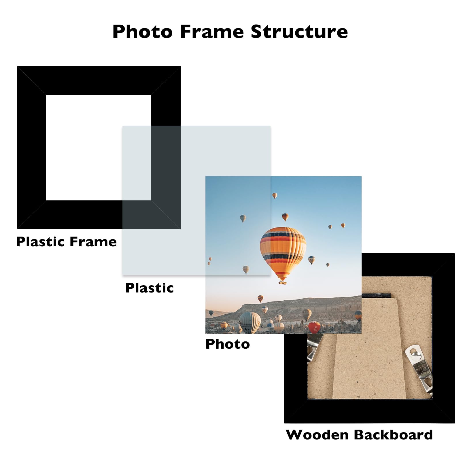 JCJMY 3x3 Picture Frame Black for Tabletop, 3 x 3 Square Photo Frame with Shatter Resistant Plexiglass, Sturdy 3 by 3 Poster Fra