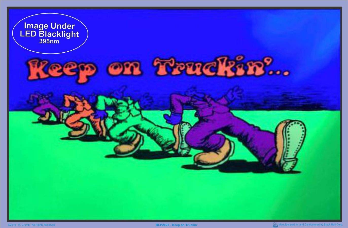 Keep On Truckin By R Crumb - Laminated Blacklight Poster - 35.5'' X 23.5''